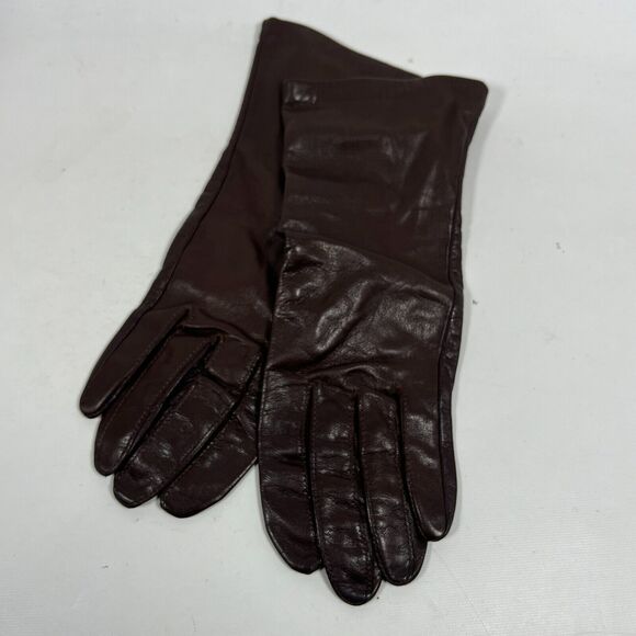 LORD & TAYLOR Gloves Womens 7.5 Leather Antron Lined Warmer Winter Brown - Picture 2 of 11